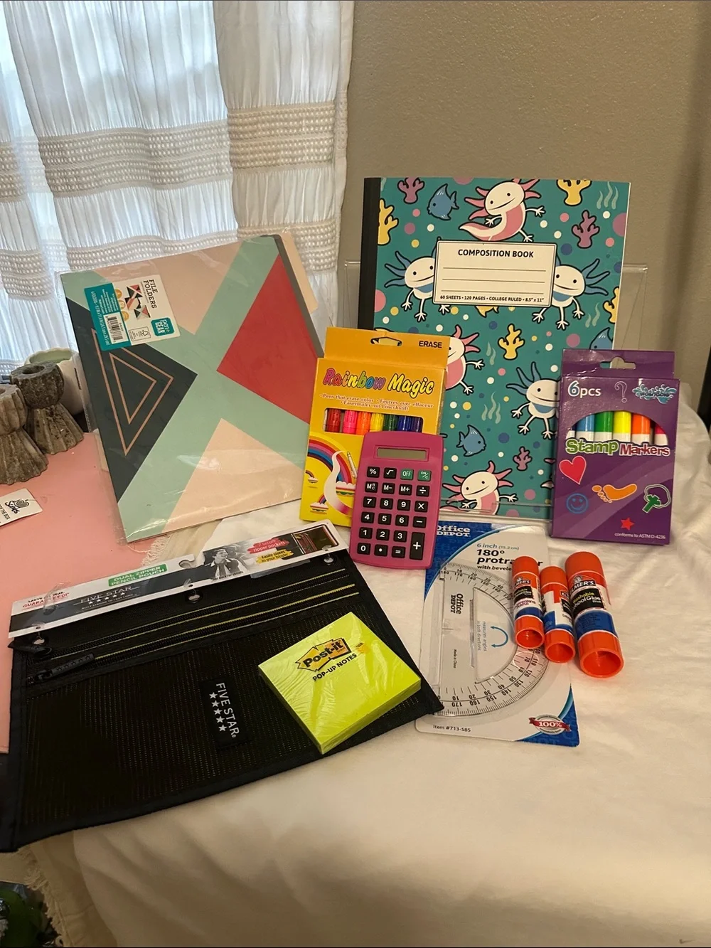 School Supplies Bundle — Pink Calculator & Teal Composition Book bundle of 10NWT